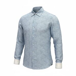 Ermenegildo Zegna Linen Shirt Button Up Men's Medium Long Sleeve Light Blue